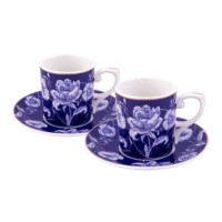 Turkish Coffee Cup Porcelain Empire Blue (Set Of 6)