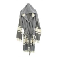 Loincloth-Robe-Hooded-Fish-Back-Striped-Black