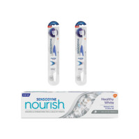 Sensodyne Nourish Healthy White Toothpaste 75 ml (2.53floz) & Sensodyne Rapid Relief Soft Toothbrush x2