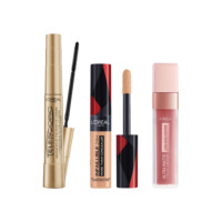 L’Oreal Paris Telescopic Gold Mascara Black & Infallible More Than Concealer 328 Lin Concealer Suitable for Entire Face & Les Macarons Ultra Matte 824 Guava Gush Lipstick
