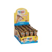 Toto Cornet Hazelnut Cream Filled Wafer with Dragee in Box 25 gr (0.88oz) - 24 Pieces