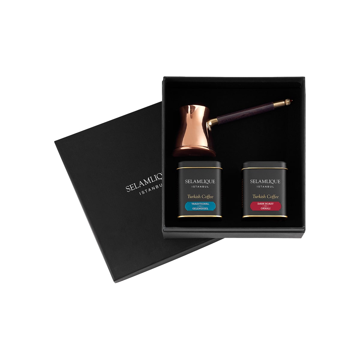 Traditional Turkish Coffee Set with Copper Coffee Pot Selamlique