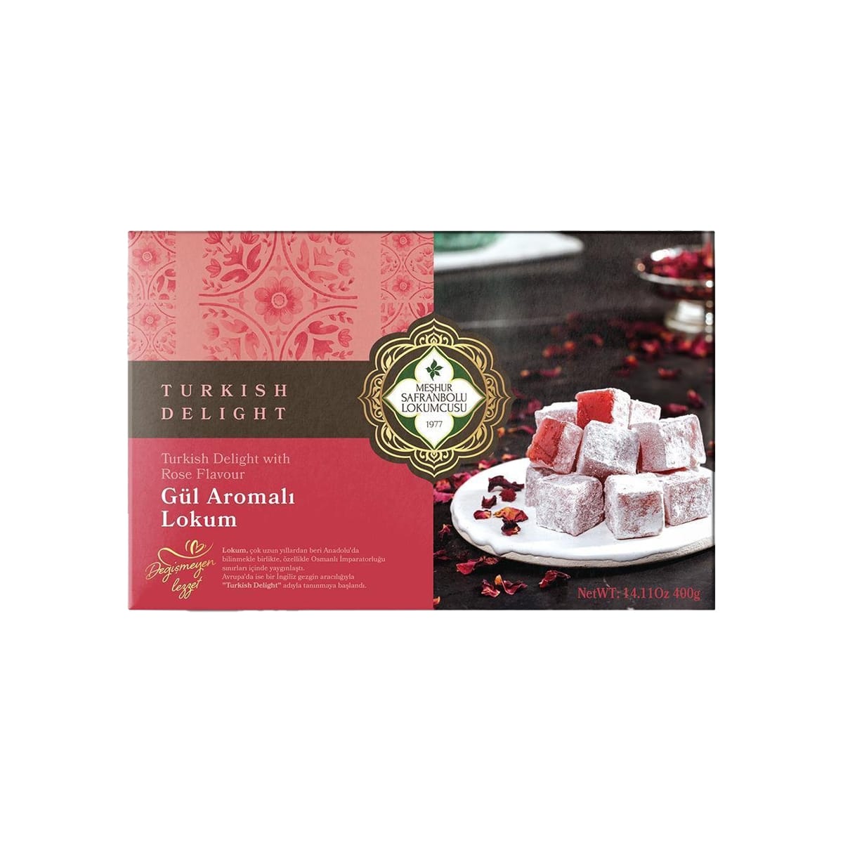 Turkish Delight with Rose Flavor in Box Safranbolu Lokumcusu
