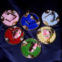 Porselen El Dekor Elizabeth Colorful Hand-Painted Porcelain Golden Coffee Serving Set 6 Pieces