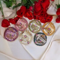 Porselen El Dekor Filizcan Colorful Hand-Painted Porcelain Golden Coffee Set 6 Pieces