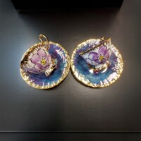 Porselen El Dekor Purple Dream Hand-Painted Porcelain Golden Coffee Serving Set 2 Pieces