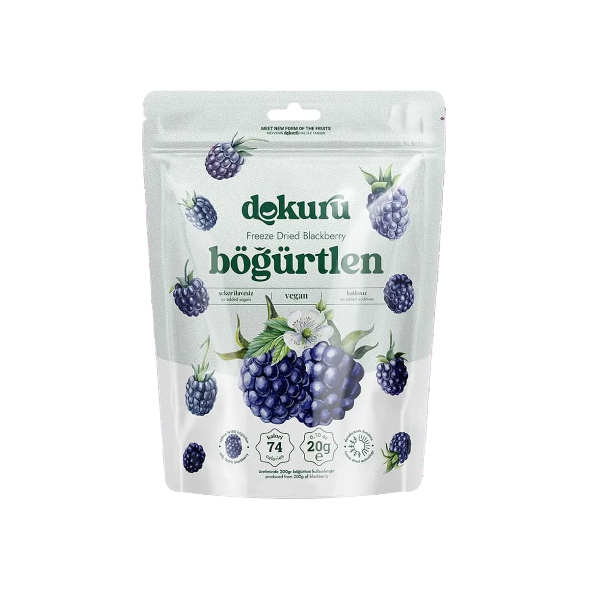 Sugar-Free Freeze Dried Black Mulberry Chips Dokuru 20 gr (0.70oz)