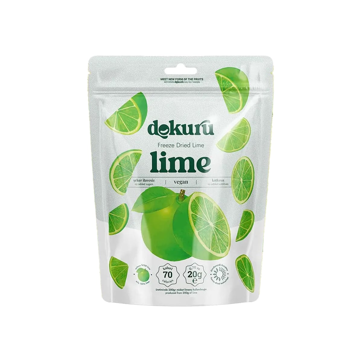 Sugar-Free Freeze Dried Lime Chips Dokuru 20 gr (0.70oz)