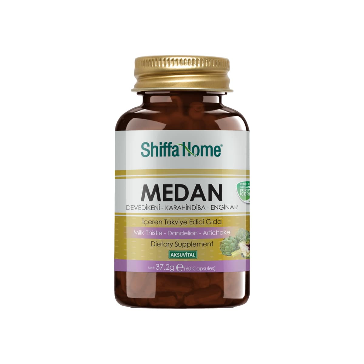 MEDAN Dietary Supplement with Milk Thistle - Dandelion and Artichoke Aksu Vital 37.2 gr (1.31oz)
