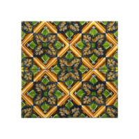 Talavera Patterned 10x10 cm Mexican Style Porcelain Tile Set (ics160) Ikbal Porselen - 4 Pieces