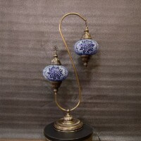 Double Shade Blue Mosaic Turkish Filigree Table Lamp