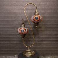 Double Shade Colorful Mosaic Turkish Filigree Table Lamp