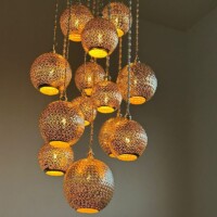 Handmade 15 Pieces Authentic Moroccan Design Pendant Chandelier
