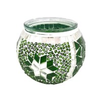 Green Mosaic Glass Candle Holder